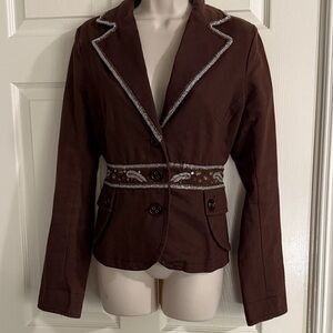 Lulumari Brown Jean Blazer with Silver & Gold Detailing